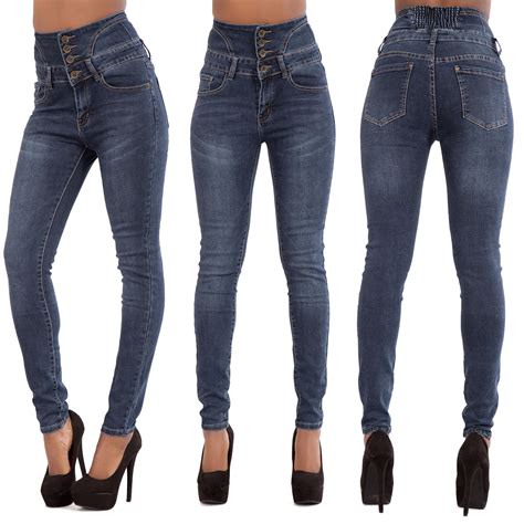 Womens Ladies Sexy High Waist Skinny Ripped Jeans Blue Stretch Denim Size 6 16 Ebay