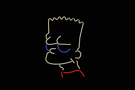 Bart Simpson Neon Look On Wood Etsy