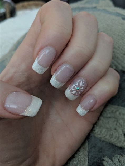 sns christmas french manicure nails sns nails designs xmas nails cute christmas nails
