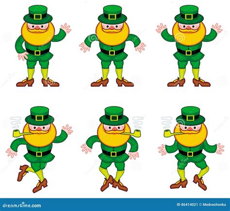Dancing Leprechauns Isolated On A White Stock Illustration