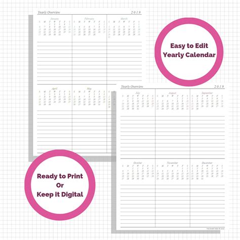 Download free printable 2019 yearly calendar with the us holidays in editable word format. EDITABLE 2019 Yearly Planner, Printable Excel Yearly ...