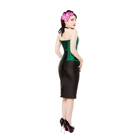 Green Silk Dita Steel Boned Corset