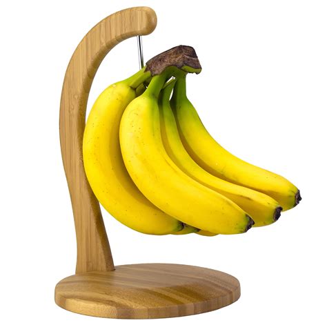 Totally Bamboo Banana Holder Banana Hanger Stand With Stainless Steel