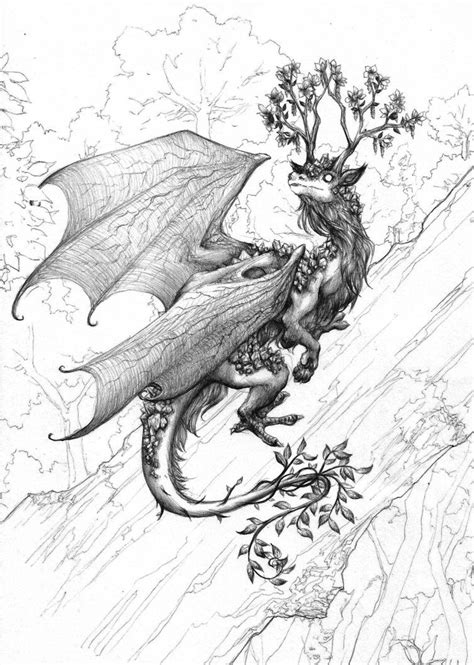 Flower dragon lines by hibbary on deviantart. Forest Dragon by Chaos-Flower | Dragon illustration ...