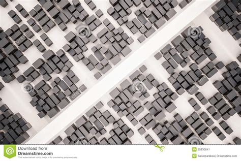 3d Rendered Aerial View Of Big City With Main Road Isolated White