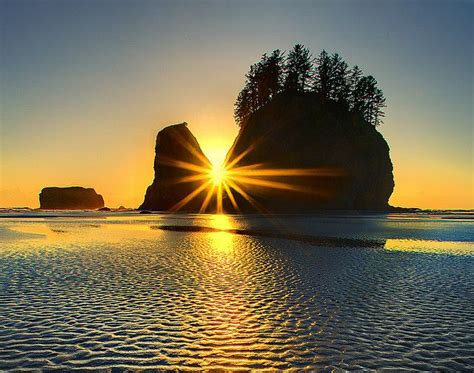 Second Beach Sunset Olympic National Park Beautiful Landscapes