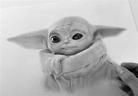 Print Drawing Grogu Baby Yoda Claudia Spitzers