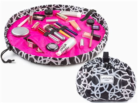 Lay N Go Cosmo 20 Pinkblack Circles Cosmetic Bag Travel Organizer Drawstring Makeup Bag