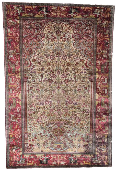 lot 185 kashan silk prayer rug central iran circa