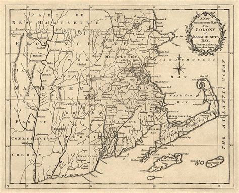 Antique Map Of Massachusetts By John Hinton 1780 Drawing By Blue Monocle