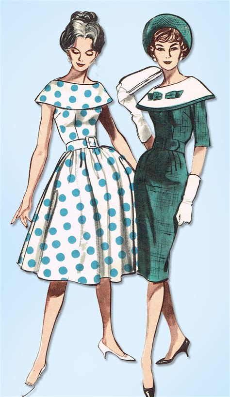 1950s Vintage Butterick Pattern 9031 Misses Dress W Cape Collar 32 B