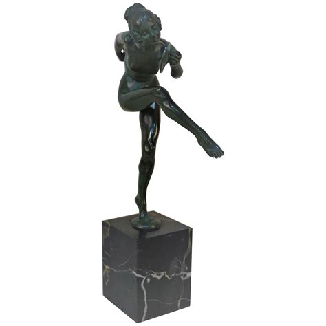 Art Deco Bronze Sculpture Nude Cymbal Dancer Lucien Alliot France