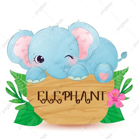 Watercolor Baby Elephant Vector Art Png Adorable Baby Elephant