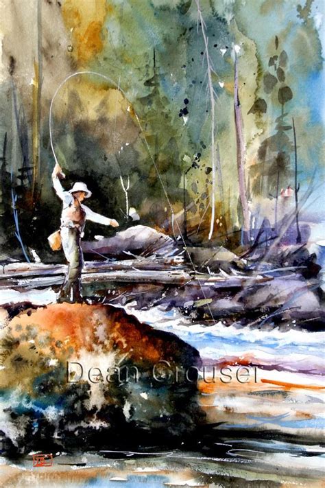 Fly Fishing Watercolor Print Fish Art Painting By Dean Etsy Fly