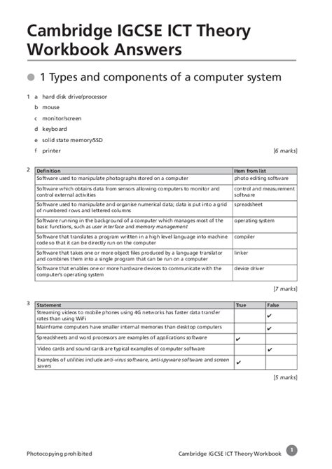 Components Of A Computer Igcse Ict Workbook Images And Photos Finder