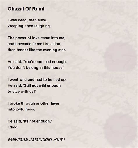 Ghazal Of Rumi Ghazal Of Rumi Poem By Mewlana Jalaluddin Rumi