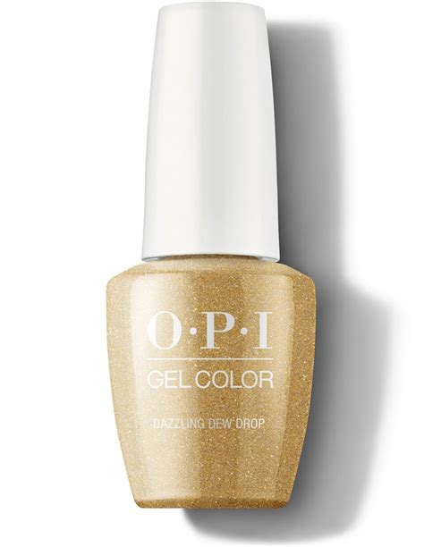 Opi Gelcolor In Dazzling Dew Drop Cardi Bs Extralong Gold Nails At
