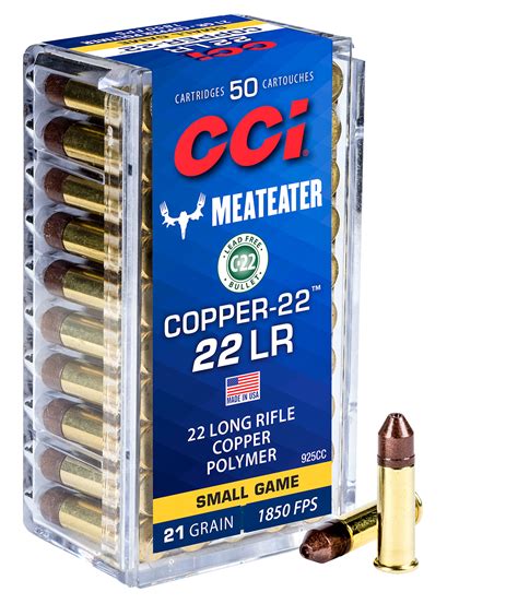 Cci Meat Eater Copper 22 22 Long Rifle 21 Grain Copper Polymer Hp 1850