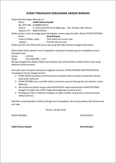 Contoh Surat Perjanjian Kerjasama Pengadaan Material Surat Perjanjian