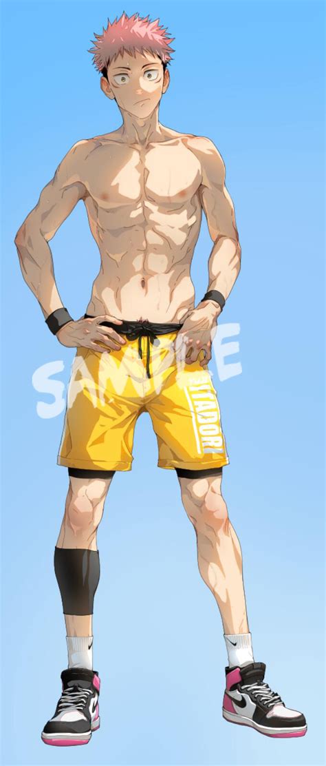 Beitemian Itadori Yuuji Jujutsu Kaisen Nike Company Highres Babe Abs Alternate