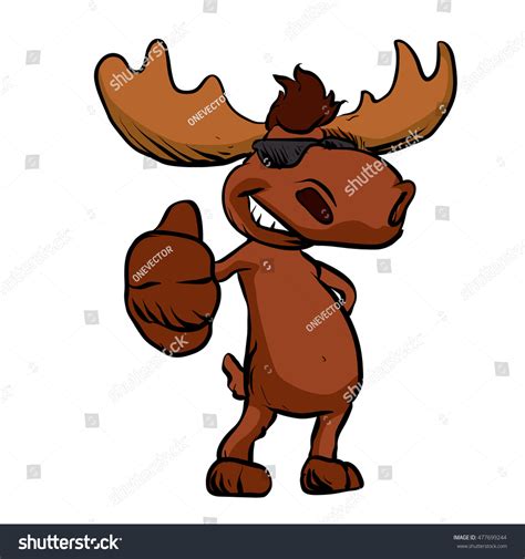 Cute Moose Cartoon Wavinghappy Cartoon Moose Stock Vector