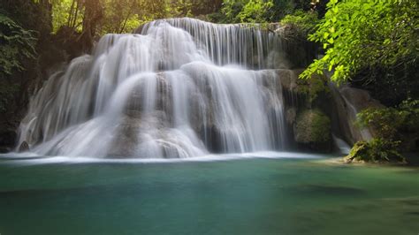 Huay Mae Kamin Waterfall In Kanchanaburi Province Thailand Windows