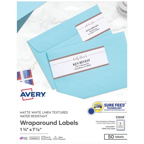 Avery Printable Wraparound Rectangle Labels 785 X 175 Textured