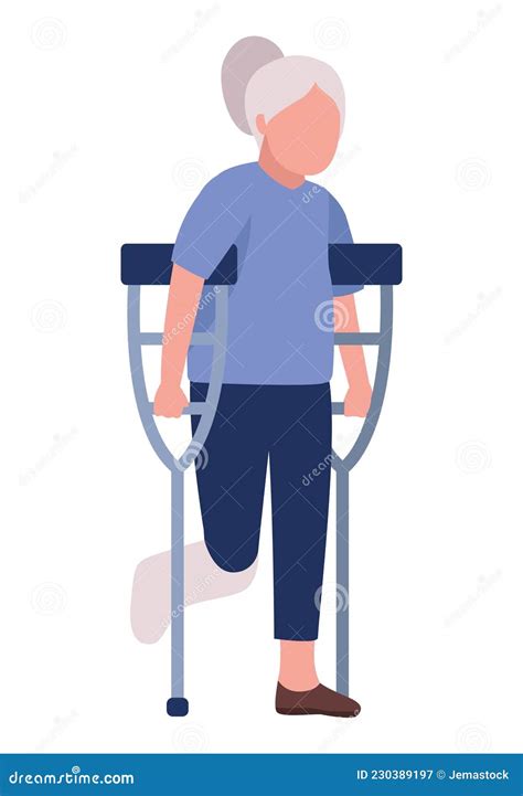 Grandmother Using Crutches Stock Illustration Illustration Of