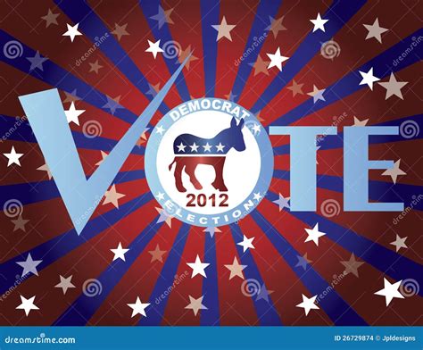 Vote Democrat Red White And Blue Stars Background Editorial Stock Image