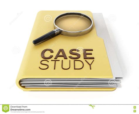 Case Study Text Under Magnifying Glass 3d Illustration Stock