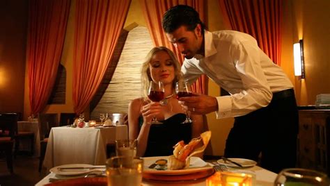 Couple Having Dinner In A Fancy Restaurant Stock Footage Video 1615456