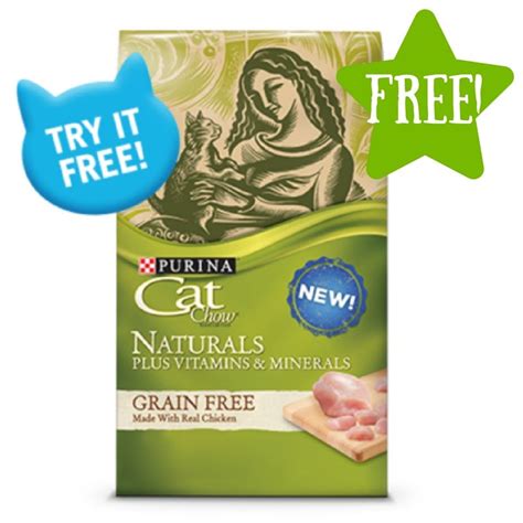 This formula features real chicken as the #1 ingredient, while real salmon, whole grains and leafy greens round out the recipe to get her mouth watering. FREE Purina Cat Chow Naturals Grain Free Cat Food Sample