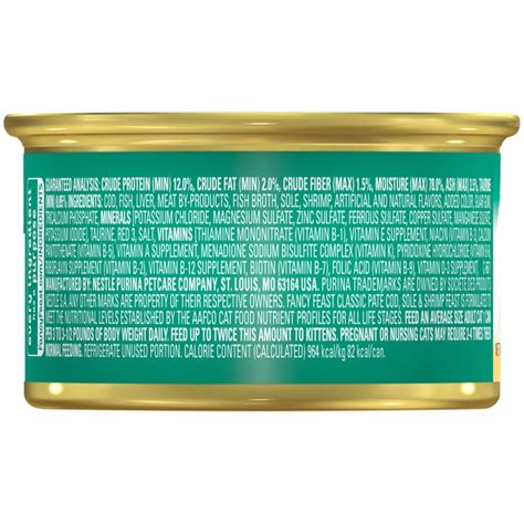 Cans 4.7 out of 5 stars 4,796 $15.12 $ 15. Purina Fancy Feast Classic Cod Sole and Shrimp Feast Cat ...