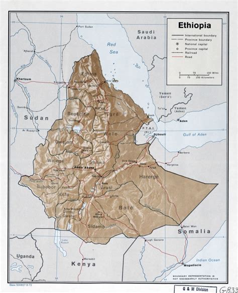 Large Detailed Political Map Of Ethiopia With Relief Roads Railroads Images