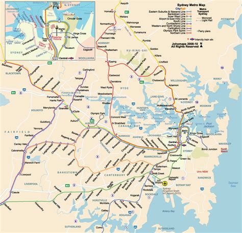 Сидней карта метро и туристическая карта