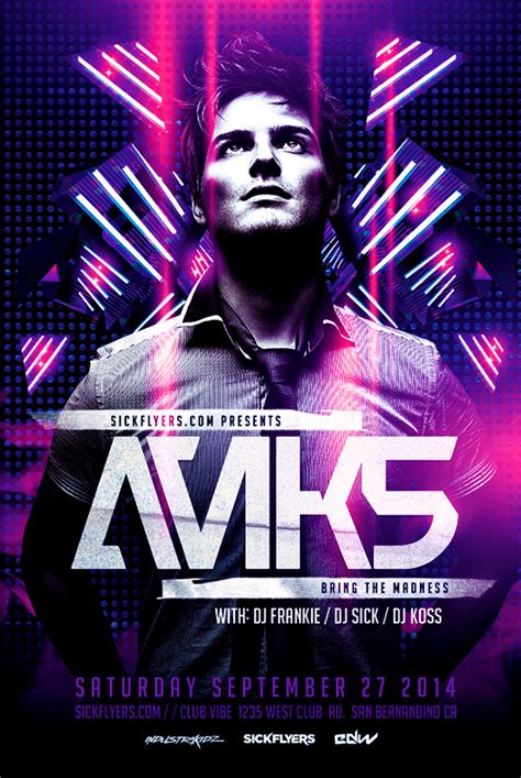 Electro Dance Music Concert Flyer Template On Behance