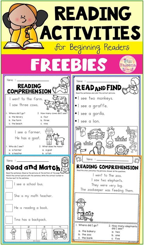 Free Reading Activities Contains 8 Pages Of Reading Activities