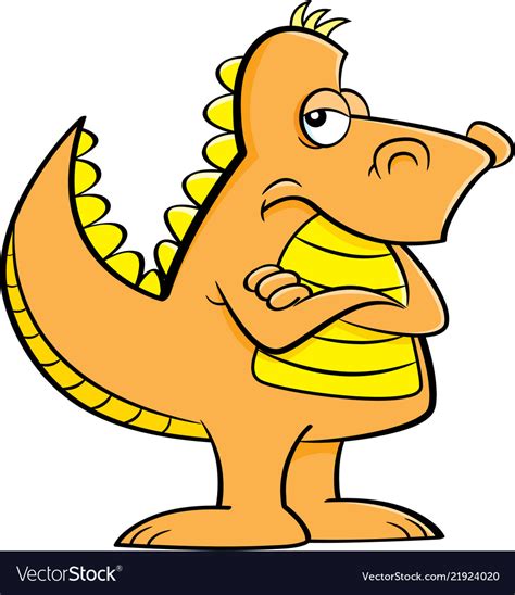 Cartoon Angry Dinosaur With His Arms Crossed Vector Image