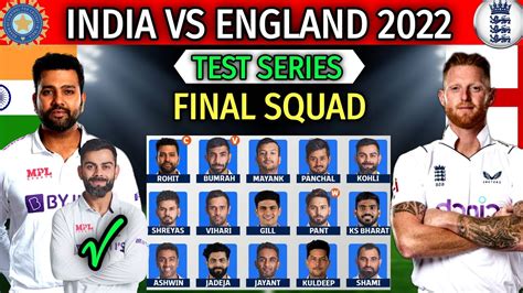 India Vs England Test Series 2022 Match Schedule And Team India Test