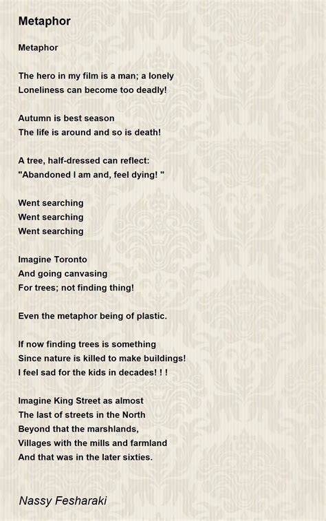 Metaphor By Nassy Fesharaki Metaphor Poem