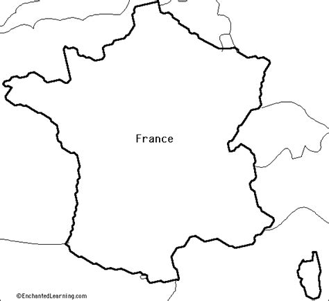 Depicted on the map is france with. Outline Map Research Activity #3 - France - EnchantedLearning.com