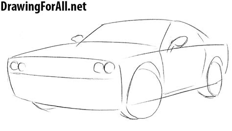 Cars tekening voor kinderen printen online. How to Draw a Dodge Challenger | Drawingforall.net