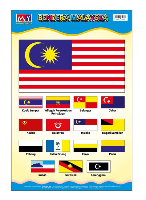 Bendera ini bercorak 14 garis (jalur) merah dan putih (melintang) yang sama lebar, bermula dengan garis merah di sebelah atas dan berakhir dengan jalur putih yang melambangkan jumlah anggota. IVOX Education Poster - Bendera Malay (end 3/1/2019 5:15 PM)