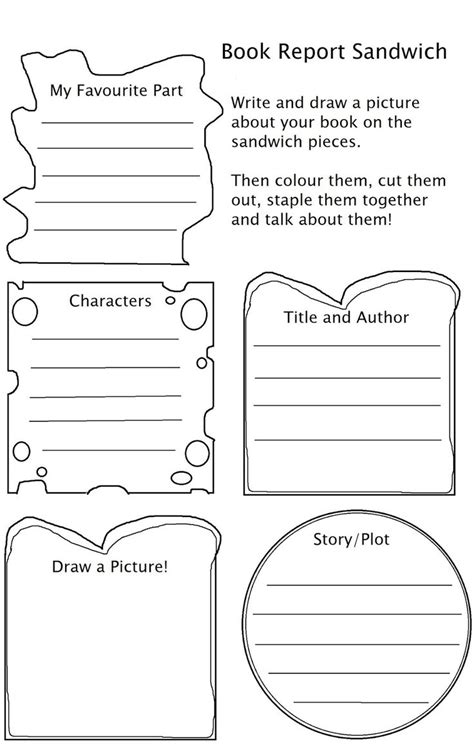 Sandwich Book Report Printable Template - Atlantaauctionco With