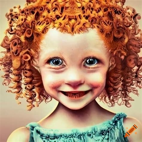 Illustration Of Cute Ginger Haired Dressed Girls Smiling On Craiyon