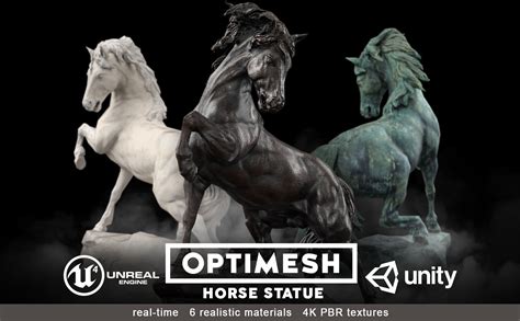 Horse Statue 3d Pbr Model Game Ready Cgtrader