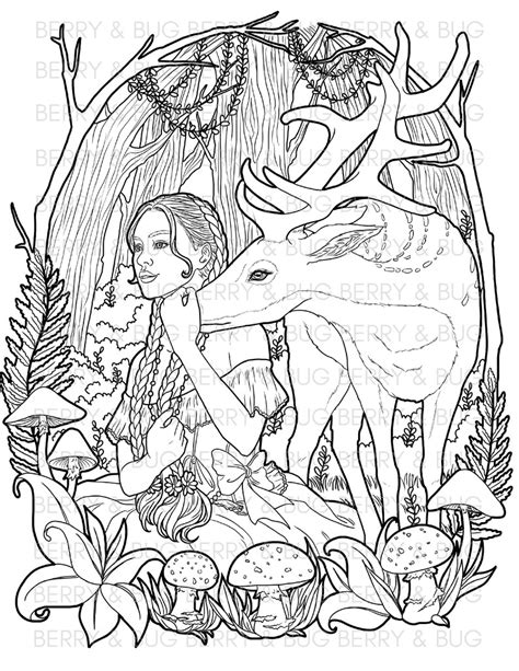 Forest Adult Coloring Page Nature Coloring Book Etsy