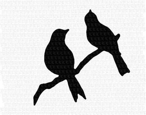 Perched Birds Branch Silhouette Printable Graphic Digital Clip Art 2413