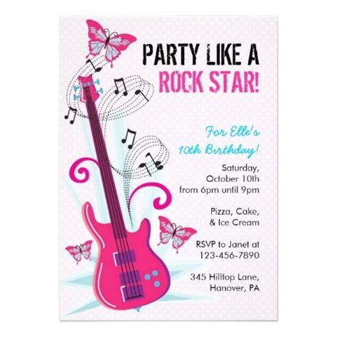 Rock Star Guitar Hero Birthday Party Invitations Zazzle Rock Star