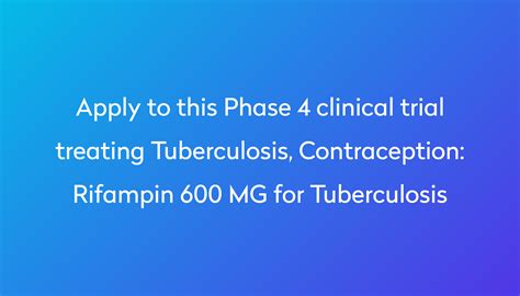 Rifampin 600 Mg For Tuberculosis Clinical Trial 2022 Power